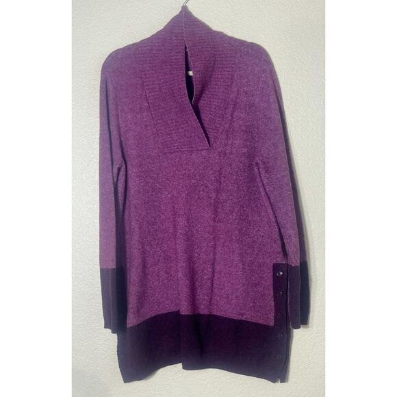 Soft Surroundings 2 Tone Purple Tunic Sweater Large Wool Blend - Picture 1 of 8